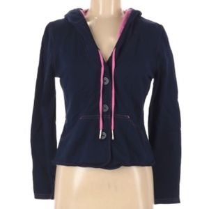 ISAAC MIZRAHI Navy and Pink Hoodie Jacket XL NWT!